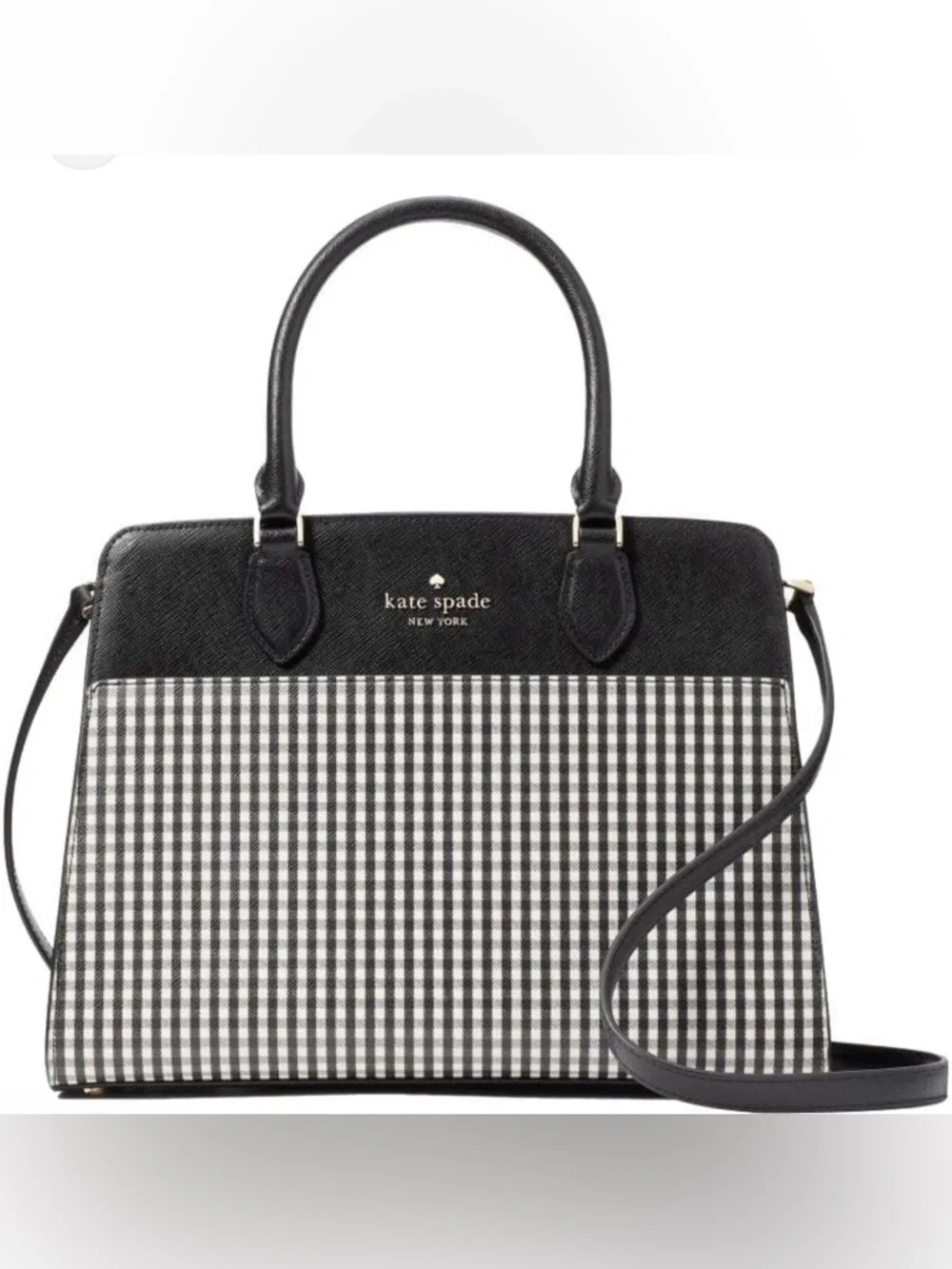 kate‎ spade Madison Jazzy Black & White Gingham Tote Satchel crossbody bag